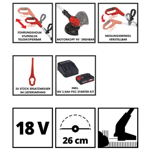 Einhell Akku-Rasentrimmer GC-RT 18 Li-Kit 